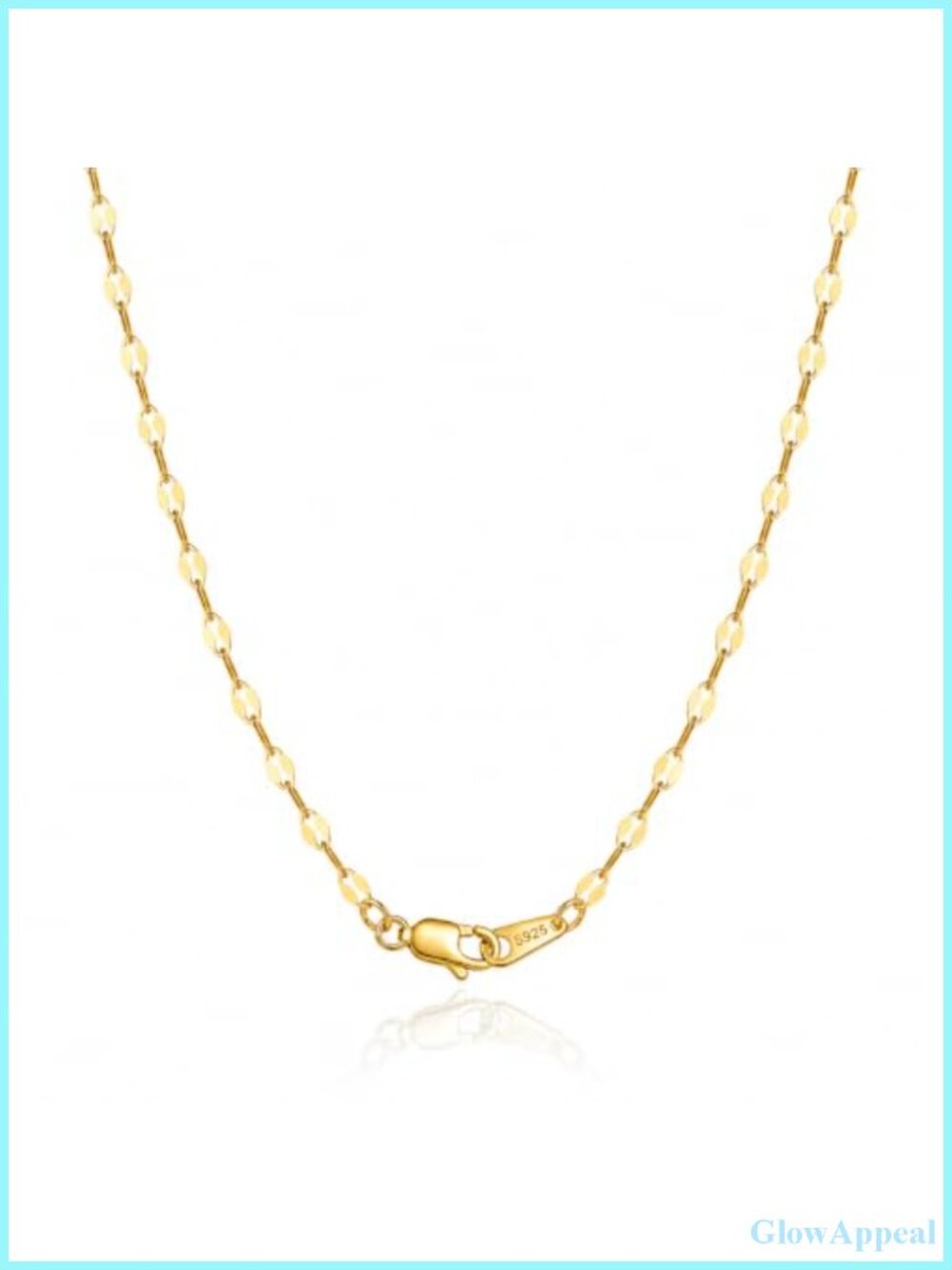 18k Gold Plated 925 Sterling Silver Link Chain Necklace Lobster Claw Clasp